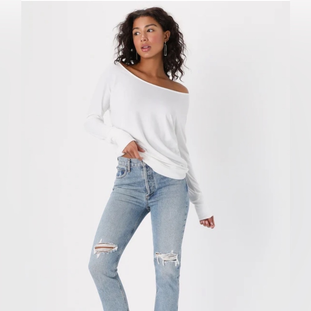 Project Social T Travis long sleeve boatneck off the shoulder sweater top - Picture 2 of 6
